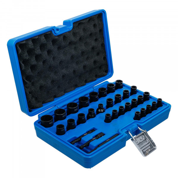 Spiral- Steckschlüsselset, 1/4&quot; 3/8&quot;, 32-tlg. für beschädigte Schrauben, 6-19mm, inkl.Zwischengrößen
