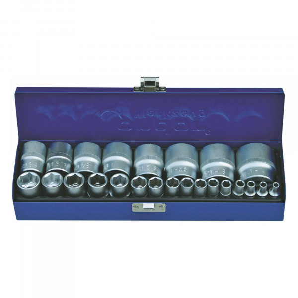 Steckschlüssel-Einsätze, 24-tlg., 1/4+1/2&quot;, zöllig, 6-kant 5/32-1.1/4&quot;