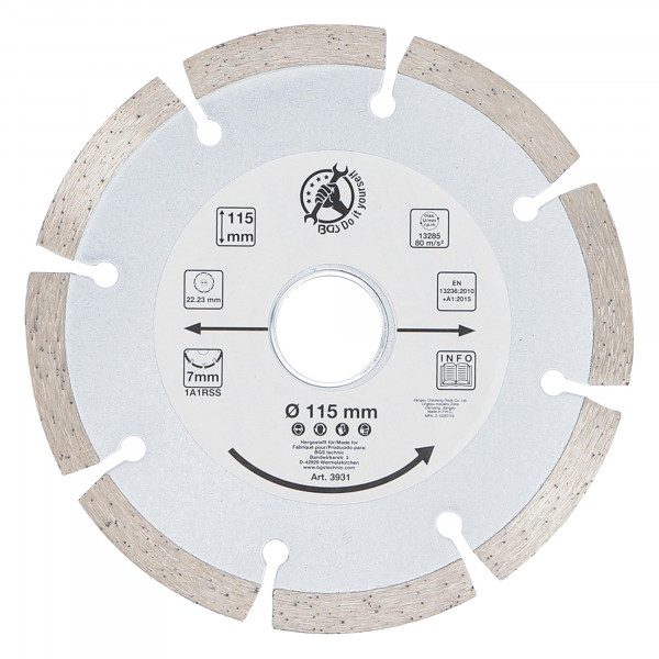 Segment-Trennscheibe für Trockenschnitt, 115 mm