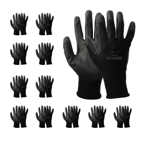 Arbeits- und Mechanikerhandschuhe, 12 Paar, Größe XL, mit beständiger Grip-Fläche, feinfühlig
