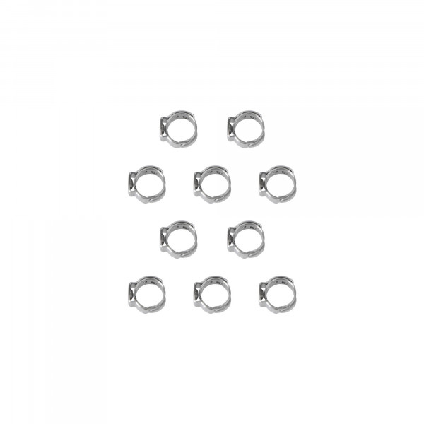 1-Ohr Schlauchschellen, Spannweite 6.8-8.0 mm, Bandbreite 5 mm, Edelstahl W4, mit Einlage, 10 Stk