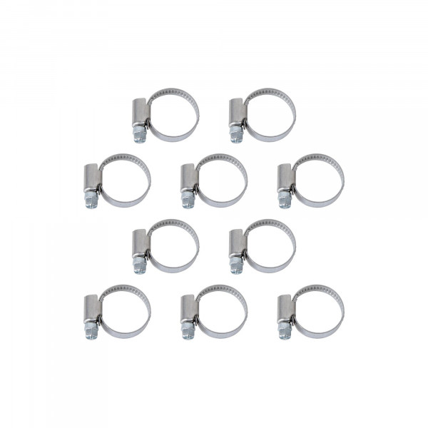 Schlauchschellen, Spannweite 16-27 mm, Bandbreite 9 mm, Edelstahl W2, 10 Stk