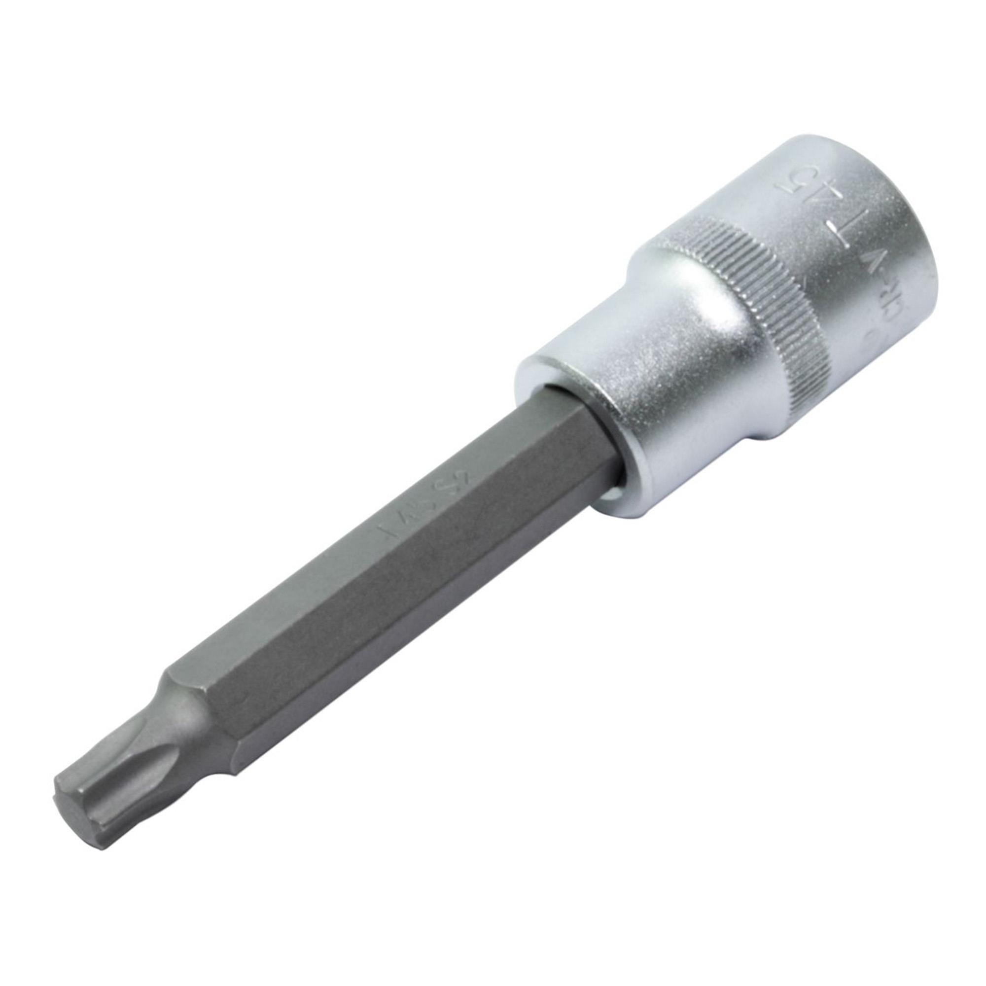 Kraftwerk Torx Stecknuss T45, 1/2" Antrieb, 100mm Lang – Verchromt