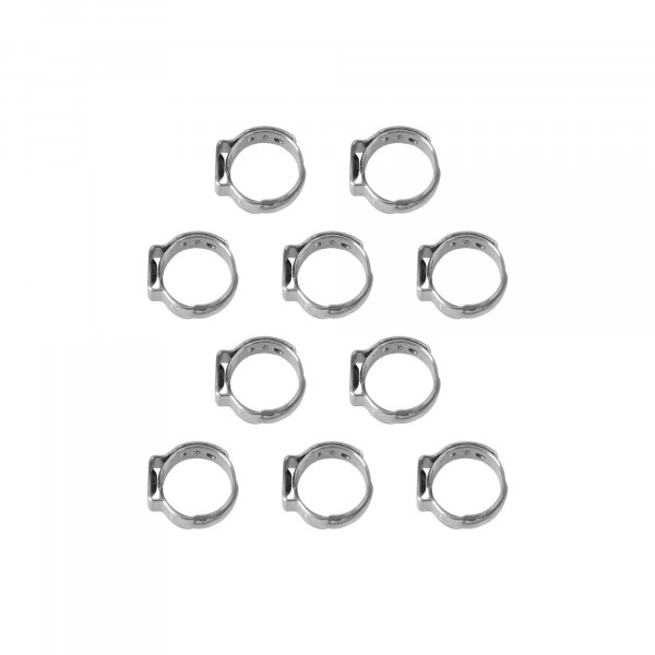 1-Ohr Schlauchschellen, Spannweite 10.3-12.8 mm, Bandbreite 7 mm, Edelstahl W4, mit Einlage, 10 Stk