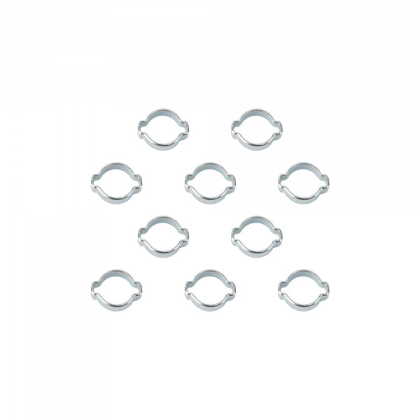 2-Ohr Schlauchschellen, Klemmschelle, Spannweite 11-13 mm, Bandbreite 7 mm, Stahl verzinkt, 10 Stk