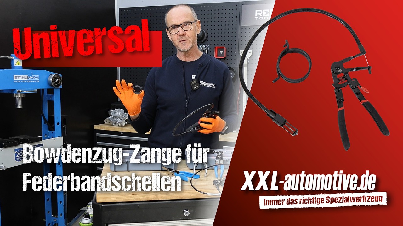 Geniale Schlauchklemmenzange mit Bowdenzug – für Federbandschellen und Raumsparschellen