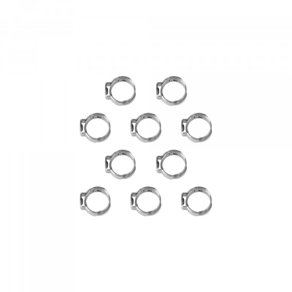 1-Ohr Schlauchschellen, Spannweite 7.8-9.5 mm, Bandbreite 5 mm, Edelstahl W4, mit Einlage, 10 Stk