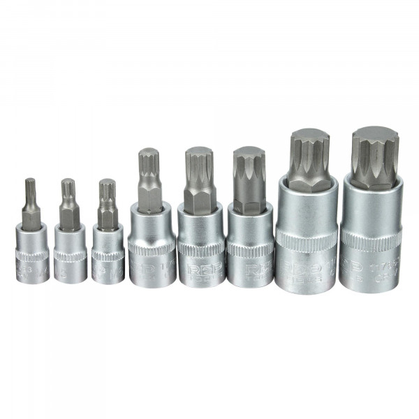 Steckschlüssel-Satz, Innenvielzahn, Nüsse M4-M16, 1/4, 3/8, 1/2&quot;-Antrieb, 8-tlg.