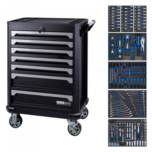 Werkstattwagen mit 339 Werkzeugen, 300 kg Gesamtbelastbarkeit, 40 kg pro Schubfach
