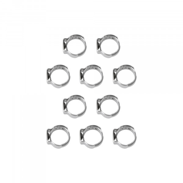 1-Ohr Schlauchschellen, Spannweite 9.4-11.9 mm, Bandbreite 7 mm, Edelstahl W4, mit Einlage, 10 Stk
