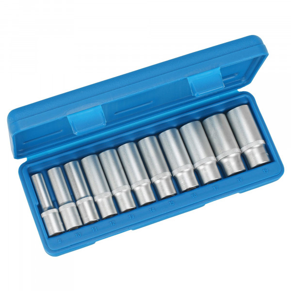 Steckschlüssel-Einsätze, 6-kant, tiefe Ausführung, 3/8&quot;, 8-19 mm, 11-tlg.
