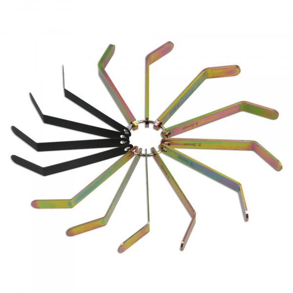 Ventileinstell-, Fühlerlehren für Volvo-Motoren, 14-tlg. 0,3–4,2mm, wie 85111377, 88880052, 88880053