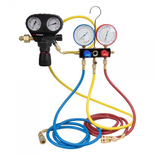 Klimaanlagen-Lecksuch-Starter-Set, für Formiergas, R134a Hochdruck Niederdruck, inkl. Druckminderer
