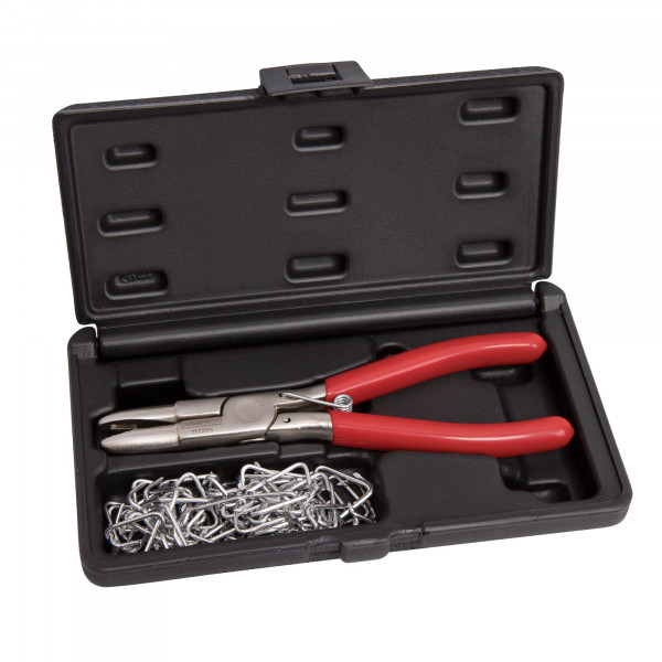 Polsterklammern-Zange im Aufbewahrungskoffer mit 100 Klammern