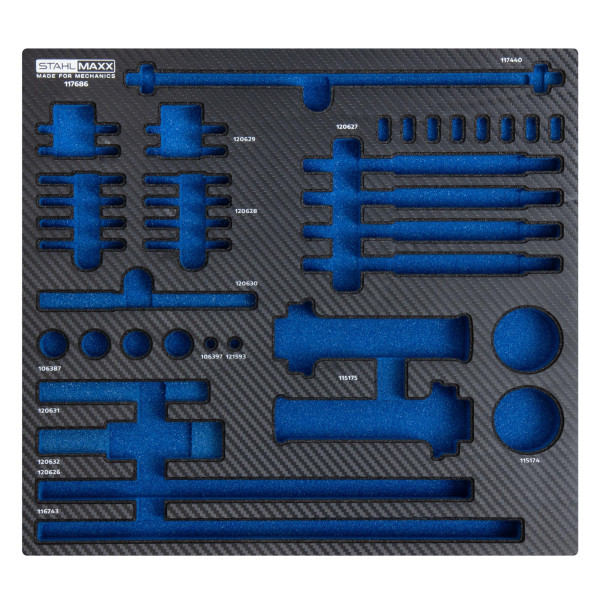 Schaumstoffeinlage 2/3 für Spezialwerkzeug zur Demontage der Injektoren bei Opel Fahrzeugen