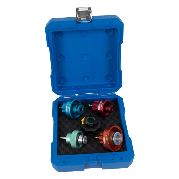 Kühlsystem-Prüfadapter-Set, für Hybrid &amp; Elektro, 5-tlg., für Tesla, MG, Jeep, zum Prüfen &amp; Befüllen