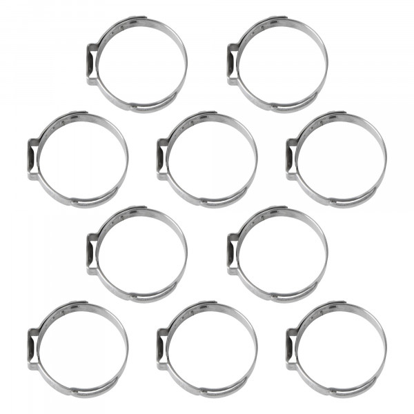 1-Ohr Schlauchschellen, Spannweite 22.4-25.6 mm, Bandbreite 7 mm, Edelstahl W4, mit Einlage, 10 Stk