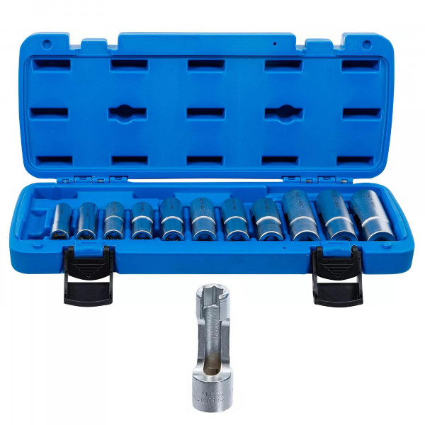 Spezial-Steckschlüssel-Einsatz-Satz, geschlitzt, 3/8&quot;, SW 8 – 19 mm, 12-tlg.