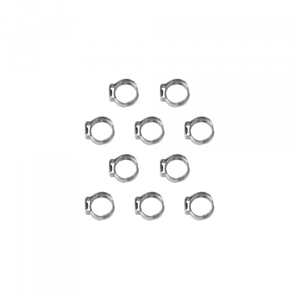 1-Ohr Schlauchschellen, Spannweite 7.0-8.7 mm, Bandbreite 5 mm, Edelstahl W4, mit Einlage, 10 Stk