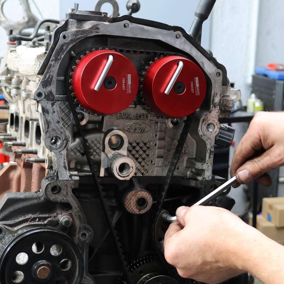 AYYDS Motorinstelgereedschap compatibel met Ford Transit S-Max 2.0 TDCi EcoBlue, motor nokkenasvergrendelingsgereedschap, besturingstijden wisselgereedschap, tandriemgereedschap
