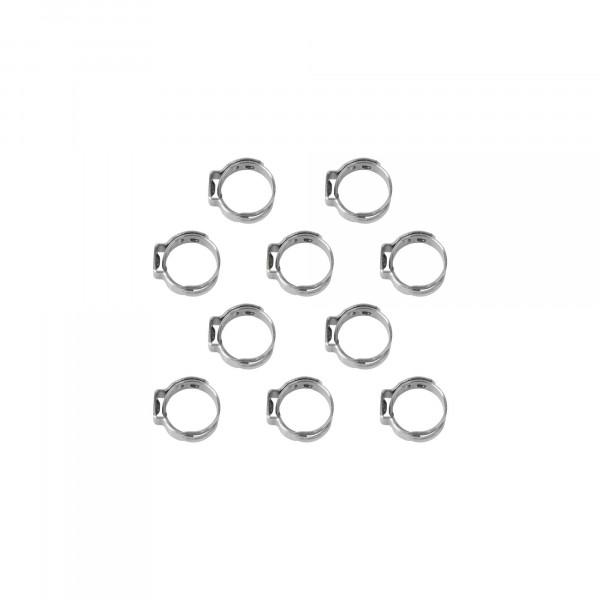 1-Ohr Schlauchschellen, Spannweite 8.8-10.5 mm, Bandbreite 5 mm, Edelstahl W4, mit Einlage, 10 Stk