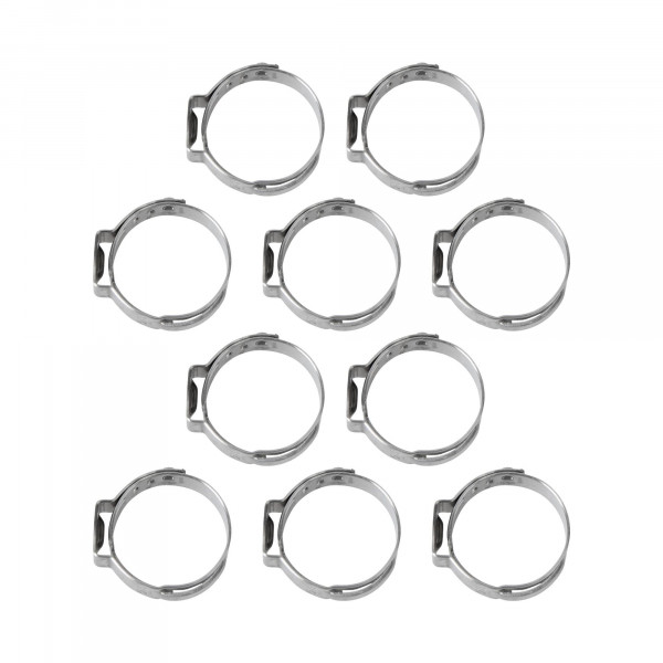1-Ohr Schlauchschellen, Spannweite 17.8-21.0 mm, Bandbreite 7 mm, Edelstahl W4, mit Einlage, 10 Stk