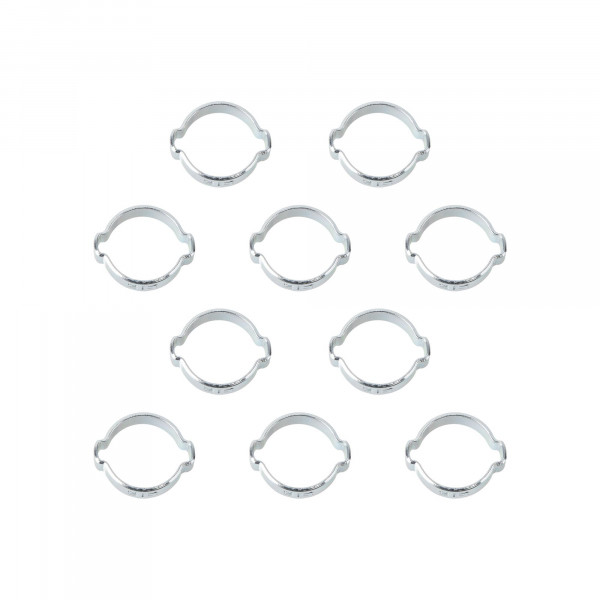 2-Ohr Schlauchschellen, Klemmschelle, Spannweite 17-20 mm, Bandbreite 7.5 mm, Stahl verzinkt, 10 Stk