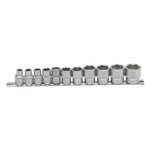 Steckschlüssel-Einsatz-Set, 10 (3/8), 6-kant, in ZOLL, 5/16&quot; - 7/8&quot;, 11-tlg.