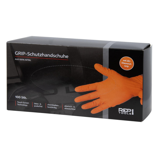 Nitril-Mechaniker-Handschuhe, Größe M, 100 Stk., ölbeständig, mit Diamond-Grip, touchscreen-fähig