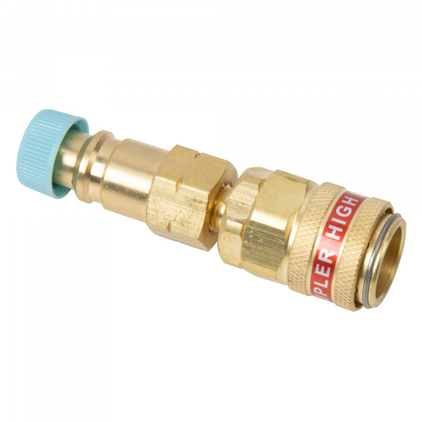 Klima Schnellkupplung Adapter mit Ventil, R134a (Fzg.) auf R1234YF (Equipment), gerade, Hochdruck