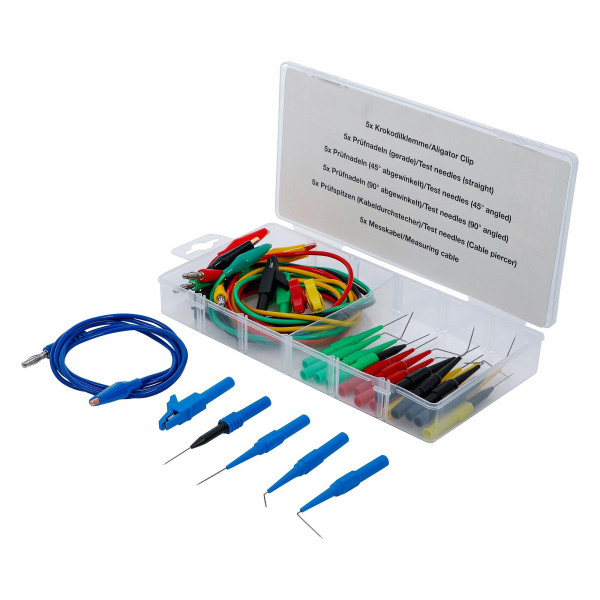 Messkabel-, Prüfnadel und Prüfspitzen-Satz, 30-tlg., inkl. Krokodilklemmen