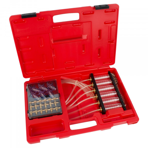 Injektorrücklauf-Mengenmessgerät für Common Rail, Magnetventil Injektoren, inkl. 24 Adaptern