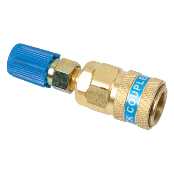 Klima Schnellkupplung Adapter mit Ventil, R134a (Fzg.) auf R1234YF (Equipment), gerade, Niederdruck