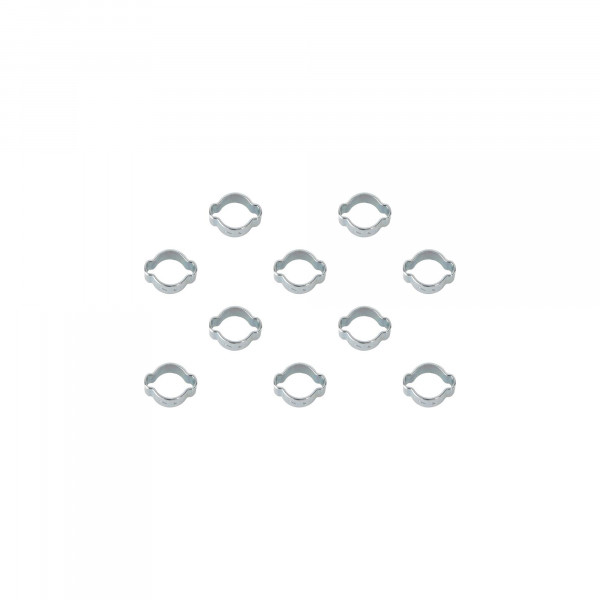2-Ohr Schlauchschellen, Klemmschelle, Spannweite 7-9 mm, Bandbreite 7 mm, Stahl verzinkt, 10 Stk