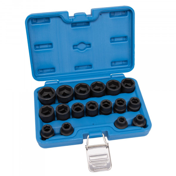 Kraft-Steckschlüssel-Einsätze, 12,5 (1/2), extra flach, 17-tlg.