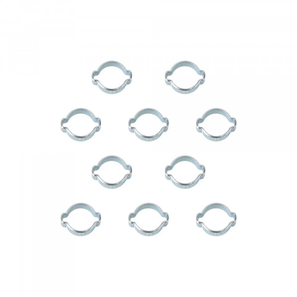 2-Ohr Schlauchschellen, Klemmschelle, Spannweite 13-15 mm, Bandbreite 7.5 mm, Stahl verzinkt, 10 Stk
