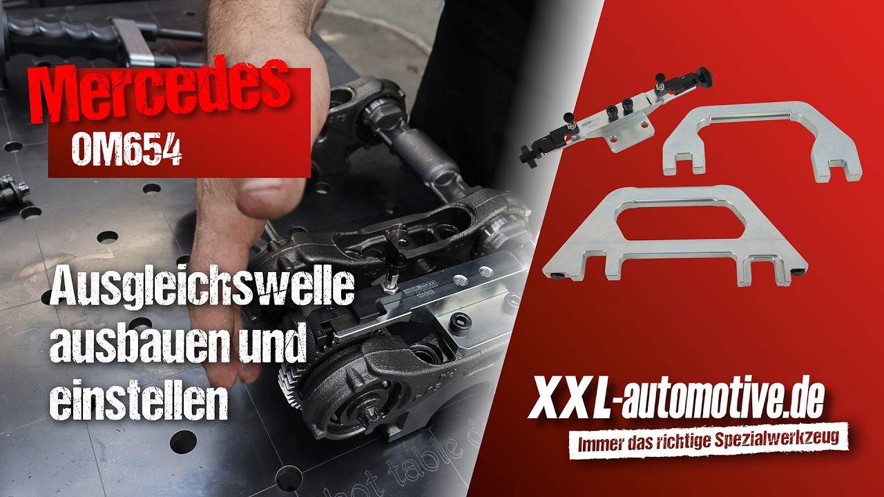 Ausgleichswelle ausbauen, Zahnflankenspiel einstellen und einbauen am Mercedes OM654
