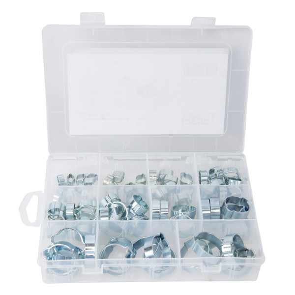 2-Ohr Schlauchschellen-Satz, Schlauchklemmen-Satz, Spannweite 5-28 mm, verzinkter Stahl, 85 Stk