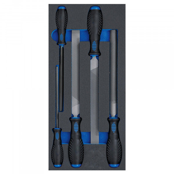 Werkstattfeilen-Satz, 5-tlg., mit 1/3 Schaumstoffeinlage