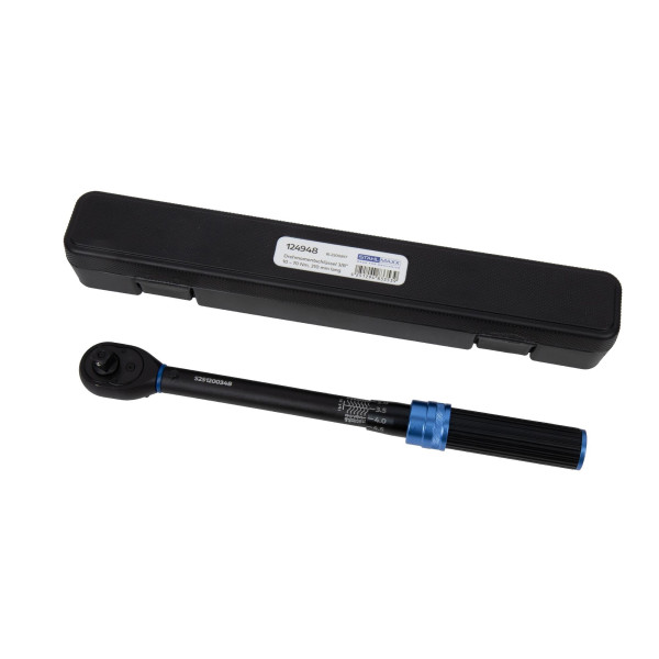 Profi-Drehmomentschlüssel, 3/8", 10 – 70 Nm, Links- und Rechtsanzug, 72 Zähne, 3 % nach DIN, ISO