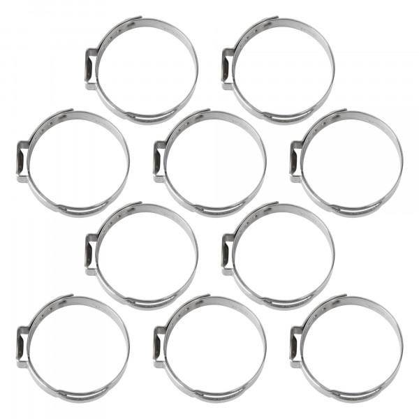 1-Ohr Schlauchschellen, Spannweite 24.5-28.6 mm, Bandbreite 7 mm, Edelstahl W4, mit Einlage, 10 Stk