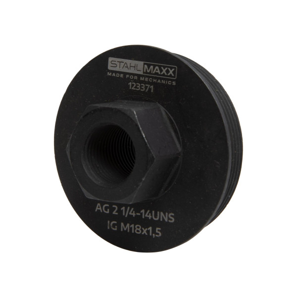 Gewindeadapter AG 2 1/4-14UNS auf IG M18x1.5, zur Aufnahme von Schlaghammer in NKW-Radnabenflansch