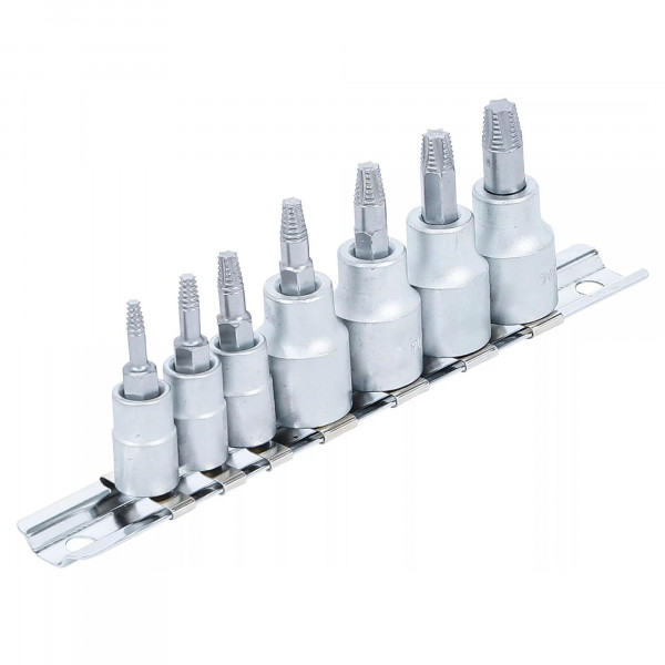 Schraubenausdreher-Satz, für defektes T-Profil (für Torx®), Antrieb 1/4&quot; 3/8&quot;, T10 - T40, 7-tlg.