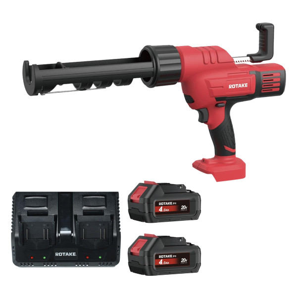 Rotake 8511 Akku-Kartuschenpresse-Set 20V, 2000N, 300–800ml, inkl. 2 x 4.0Ah Akku &amp; Doppel-Ladegerät