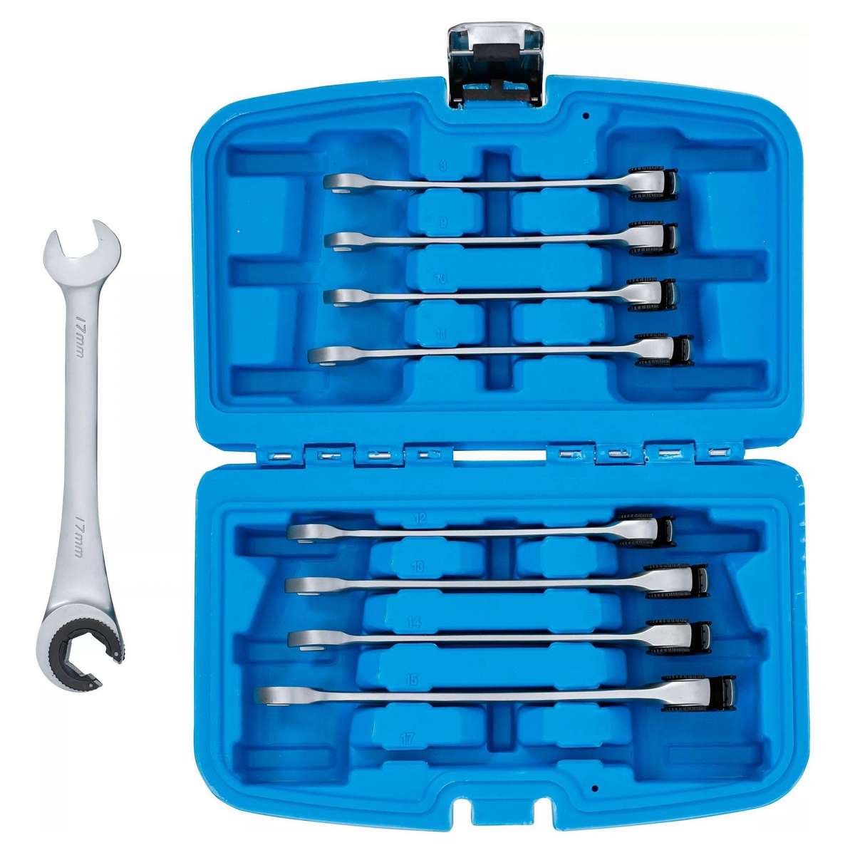 RIMKOLO Superdünnes Gabelschlüssel-Set 15-teilig – SAE & Metrisch, Chrom-Vanadium, Mit Rolltasche
