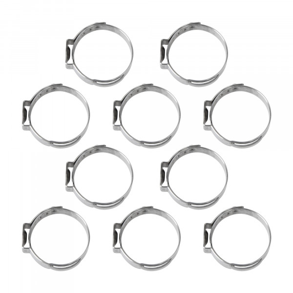 1-Ohr Schlauchschellen, Spannweite 20.9-24.1 mm, Bandbreite 7 mm, Edelstahl W4, mit Einlage, 10 Stk