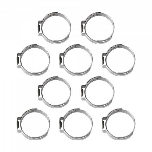 1-Ohr Schlauchschellen, Spannweite 19.4-22.6 mm, Bandbreite 7 mm, Edelstahl W4, mit Einlage, 10 Stk