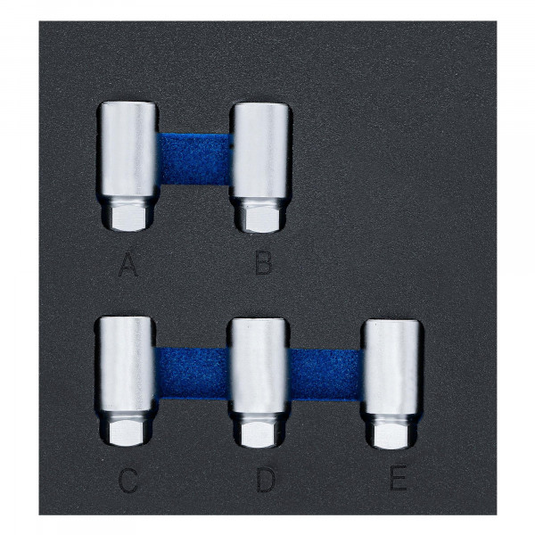 Felgenschloss-Werkzeug-Satz für Tesla, 5-tlg. in Werkstattwageneinlage 1/6