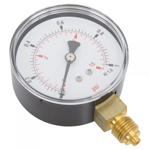 Manometer, 0–1bar / 15 psi, Ø63 mm, für Flüssigkeiten