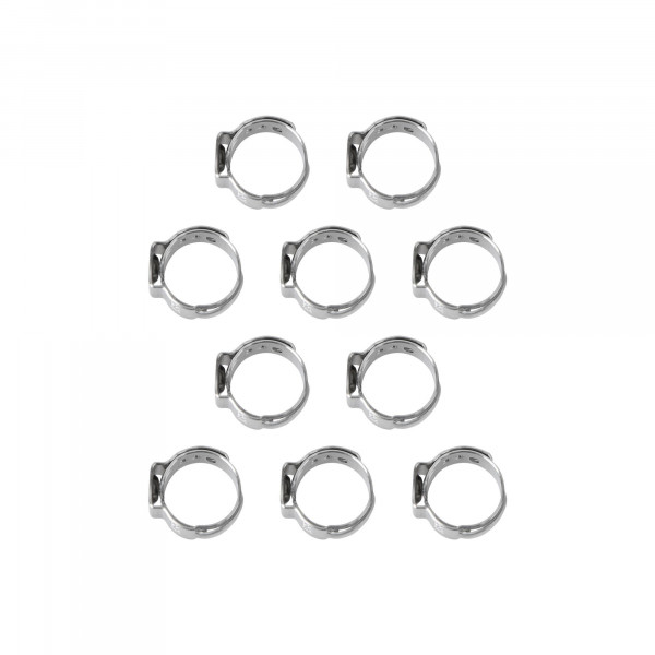 1-Ohr Schlauchschellen, Spannweite 11.3-13.8 mm, Bandbreite 7 mm, Edelstahl W4, mit Einlage, 10 Stk